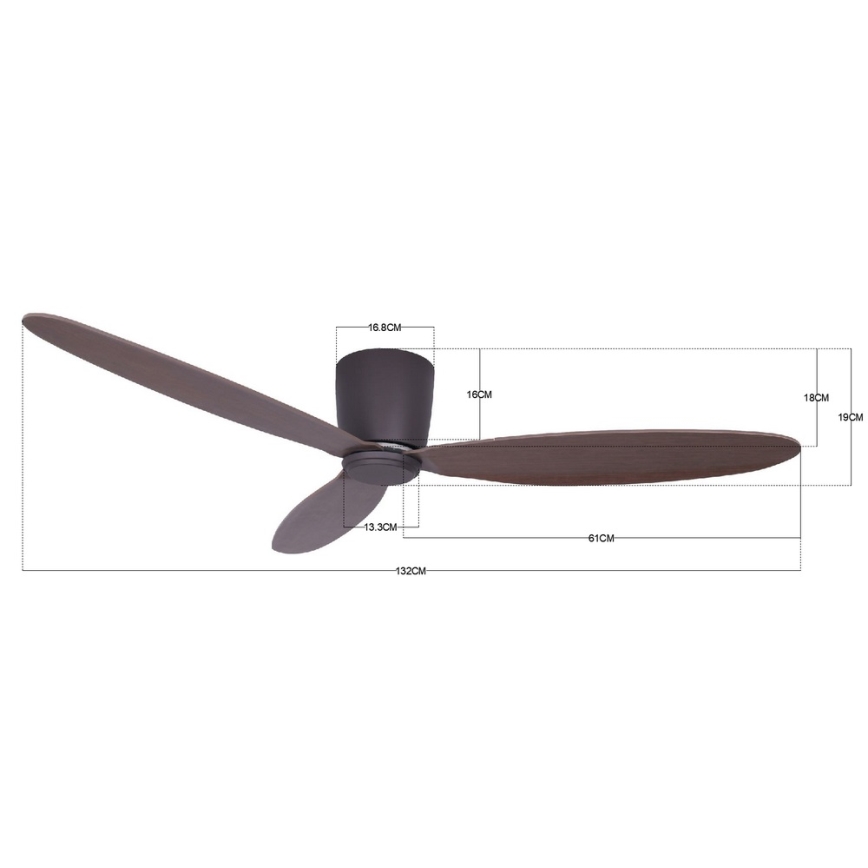 Lucci air 212883 - Ventilador de teto AIRFUSION RADAR, acabamento madeira/marrom, diâmetro 132 cm + controlo remoto