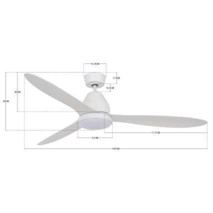 Lucci air 213043 - Ventilador de teto LED WHITEHAVEN GX53/17W/230V branco + controlo remoto