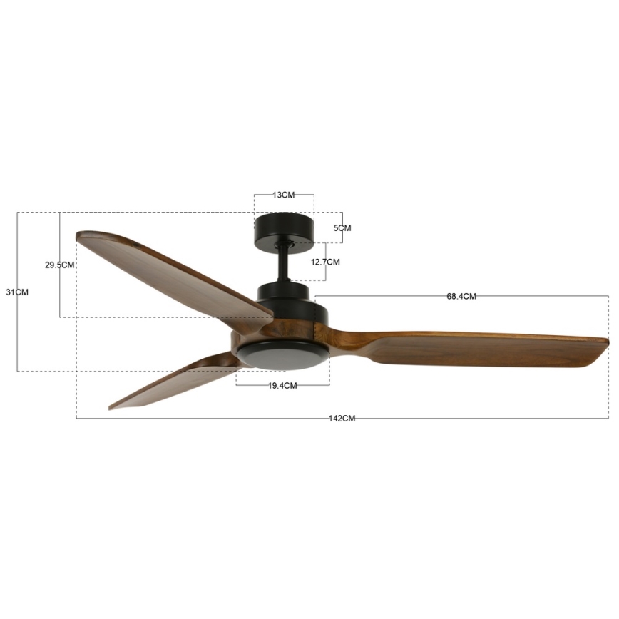 Lucci air 213051 - Ventilador de teto SHOALHAVEN preto/marrom
