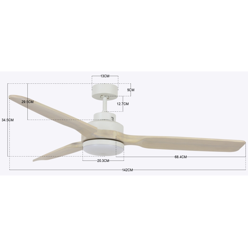 Lucci air 213055 - Ventilador de teto LED SHOALHAVEN GX53/17W/230V paulownia/branco + controlo remoto