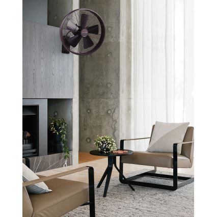 Lucci air 213125 - Ventoinha de parede BREEZE 55W/230V preto/castanho + controlo remoto