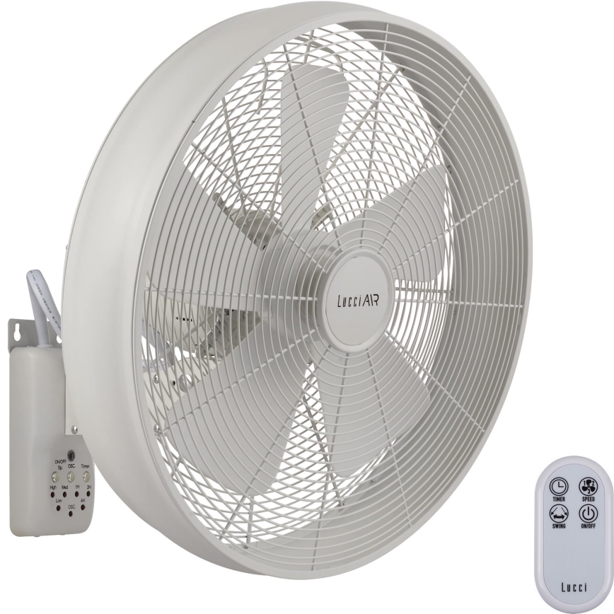 Lucci Air 213128EU - Ventilador de parede BREEZE 55W/230V branco Ø 46 cm + controlo remoto