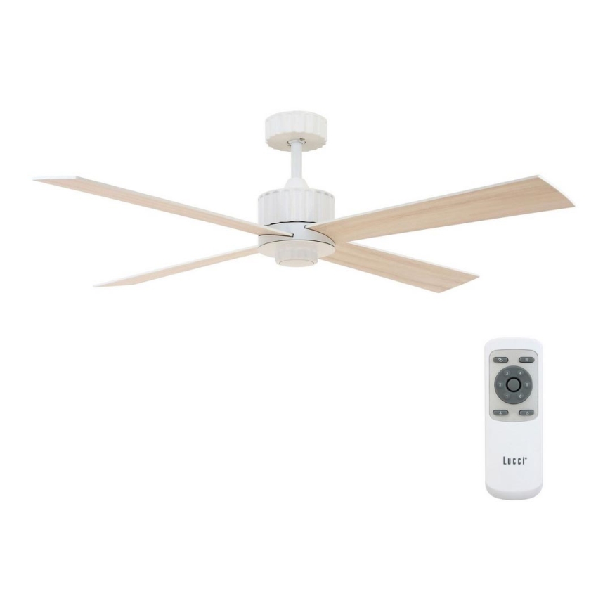 Lucci air 213171 - Ventilador de teto LED NEWPORT madeira/branco/bege + controlo remoto