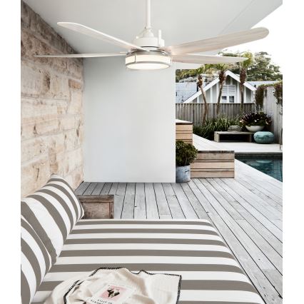 Lucci air 213176-Ventoinha de teto LED com regulação LOUISVILLE 1xGX53/18W/230V madeira/branco + comando