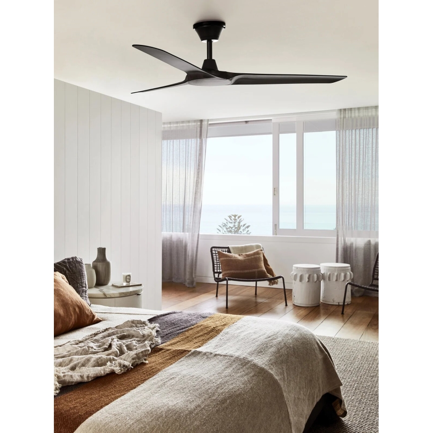 Lucci Air 21321649 - Ventoinha de teto ABYSS diâmetro 142 cm IP66 preto + comando