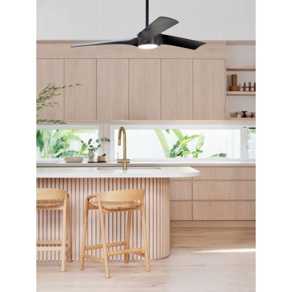 Lucci air 213358 - Ventilador de teto LED regulável LINE 1xGX53/12W/230V preto + comando à distância