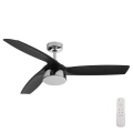 Lucci air 513072 - Ventilador de teto LED dimerizável BRONX LED/18W/230V 3000/4000/6000K preto/cromado brilhante Ø 132 cm + controlo remoto