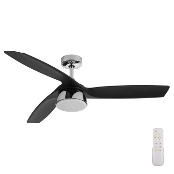 Lucci air 513072 - Ventilador de teto LED dimerizável BRONX LED/18W/230V 3000/4000/6000K preto/cromado brilhante Ø 132 cm + controlo remoto