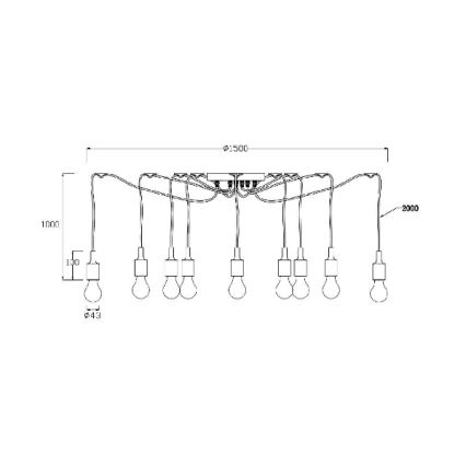 Lucide 08408/10/30 - Luz pendente FIX MULTIPLE 10xE27/60W/230V