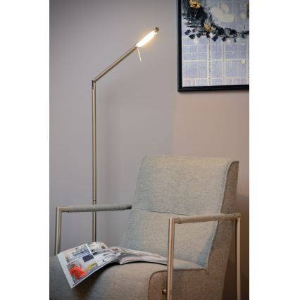 Lucide 12719/06/12 - Candeeiro de chão LED com regulação BERGAMO 1xLED/6W/230V cromado mate
