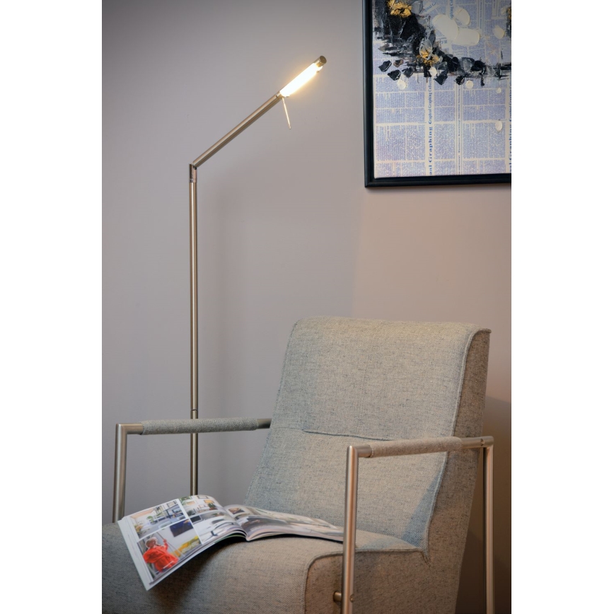 Lucide 12719/06/12 - Candeeiro de chão LED com regulação BERGAMO 1xLED/6W/230V cromado mate