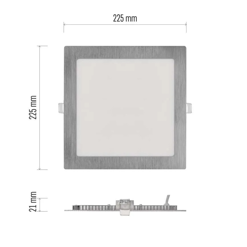 Luminária de embutir LED NEXXO LED/18W/230V 3000/3500/4000K prata 22,5x22,5 cm