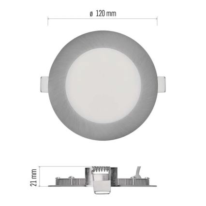 Luminária de embutir LED NEXXO LED/7W/230V 3000/3500/4000K prateada, diâmetro 12 cm