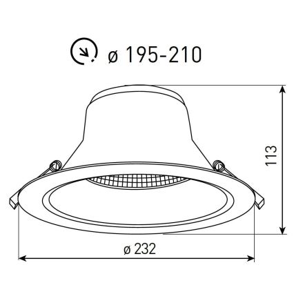 Luminária LED de embutir para casa de banho NYON LED/26W/230V 3000/4000/5700K Ø 23,2 cm IP44 branca
