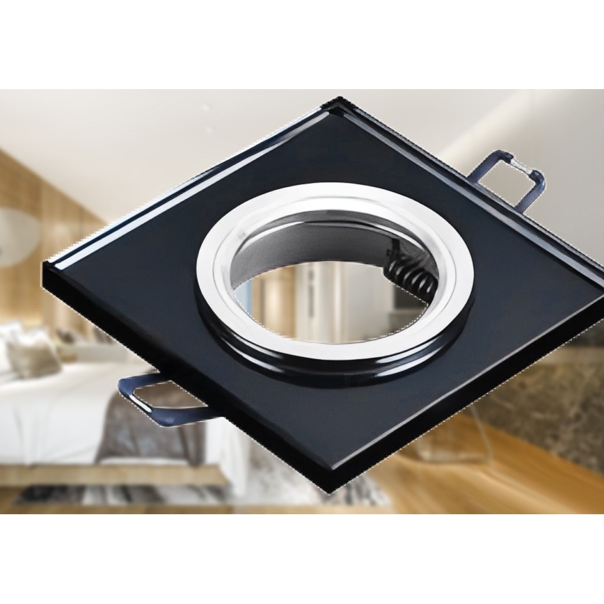 Luminária de embutir para teto 1xGU10/MR16/10W/230V 9x9 cm preta