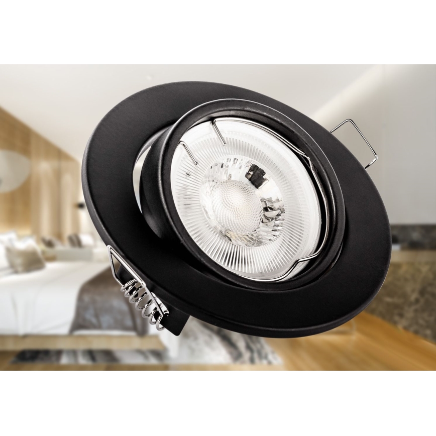 Luminária de embutir para teto 1xGU10/MR16/10W/230V, diâmetro 9 cm, preta