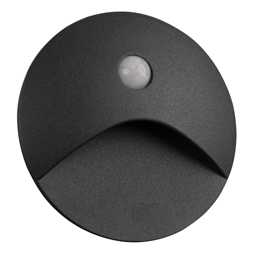Luminária de escada LED com sensor de movimento e crepúsculo EXIN LED/2,5W/230V 3000K IP65 antracite redonda