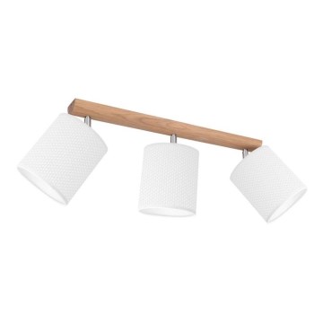 Luminária de focos BENITA 3xE27/25W/230V branco/carvalho