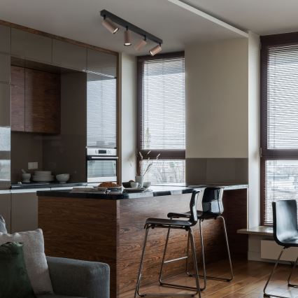 Luminária de focos TUNE 4xGU10/10W/230V preto/castanho