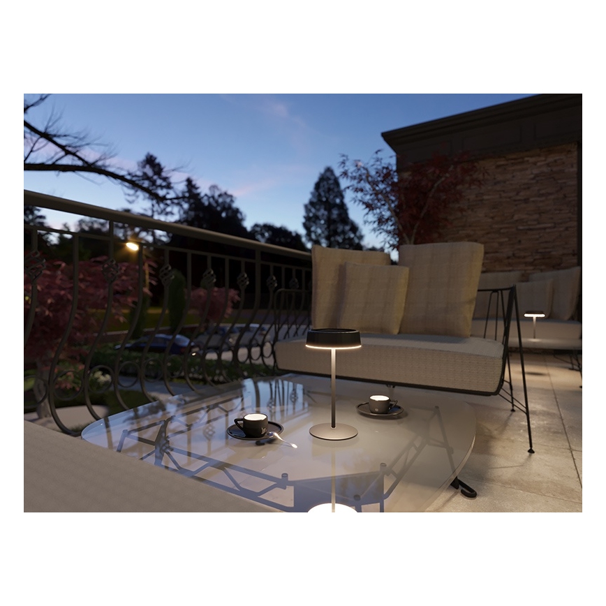 Lâmpada de mesa LED dimerizável recarregável por energia solar VIVIEN LED/3W/5V 2700K 1600 mAh IP54 preta