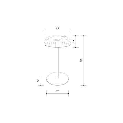 Lâmpada de mesa LED dimerizável recarregável por energia solar VIVIEN LED/3W/5V 2700K 1600 mAh IP54 preta