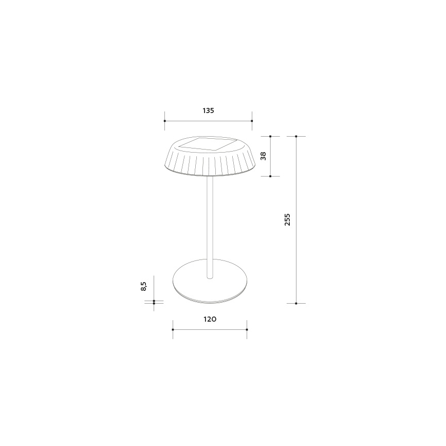 Lâmpada de mesa LED dimerizável recarregável por energia solar VIVIEN LED/3W/5V 2700K 1600 mAh IP54 preta