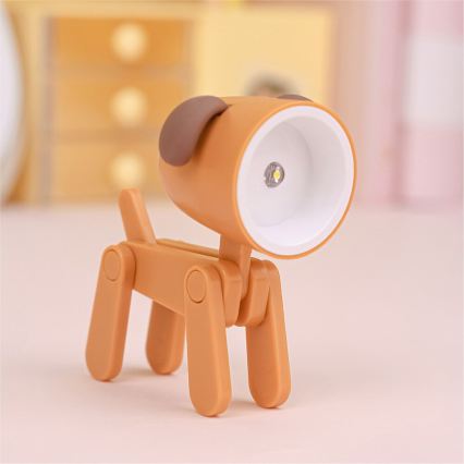 Luminária de mesa LED LED/0,06W/3xLR41 em forma de cão laranja