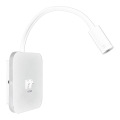 Luminária de parede flexível LED com USB BASE 1xLED/8W + 1xLED/2W/230V branca