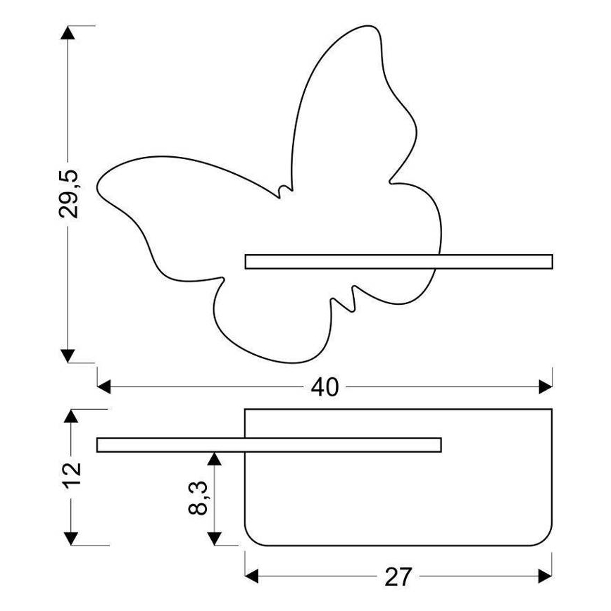 Luminária de parede infantil LED com prateleira BUTTERFLY LED/5W/230V verde/madeira,