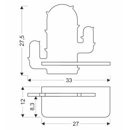 Luminária de parede infantil LED com prateleira CACTUS LED/4W/230V verde/madeira,