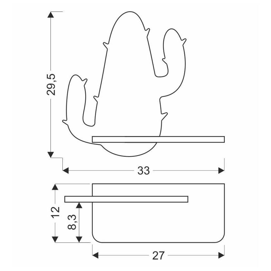 Luminária de parede infantil LED com prateleira CACTUS LED/4W/230V verde/madeira,