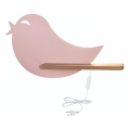 Luminária de parede infantil LED com prateleira BIRD LED/5W/230V rosa/madeira,