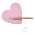Luminária de parede infantil LED com prateleira HEART LED/5W/230V rosa/madeira,