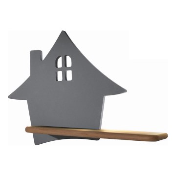 Luminária de parede infantil LED com prateleira HOUSE LED/4W/230V cinza/madeira,