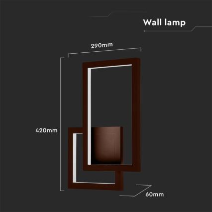 Luminária de parede LED LED/20W/230V 3000K castanha