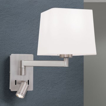 Luminária de Parede LED CARLTON 1xE27/40W/230V + LED/3W branco/cromado fosco