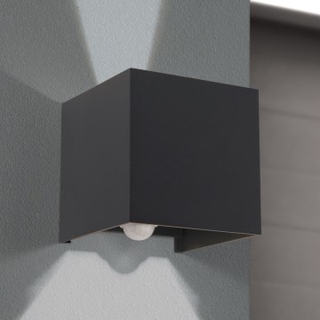Luminária de parede LED para exterior com sensor de movimento e crepúsculo CUBE-S LED/13W/230V IP54 antracite