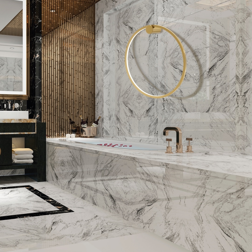 Luminária de parede LED SATURNO LED/25W/230V diâmetro 50 cm IP44 dourada