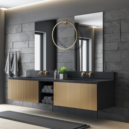 Luminária de parede LED SATURNO LED/46W/230V diâmetro 80 cm IP44 dourada