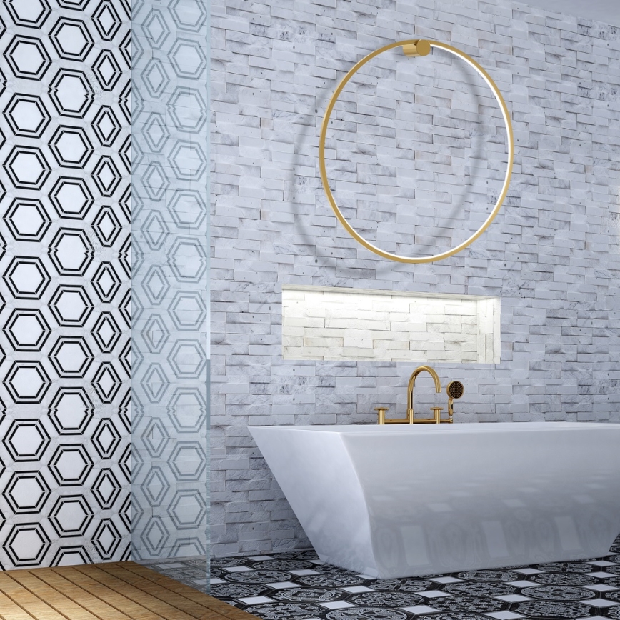 Luminária de parede LED SATURNO LED/46W/230V diâmetro 80 cm IP44 dourada