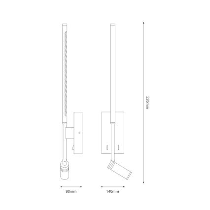 Luminária de parede LED TORCH LED/6W/230V + LED/3W branca