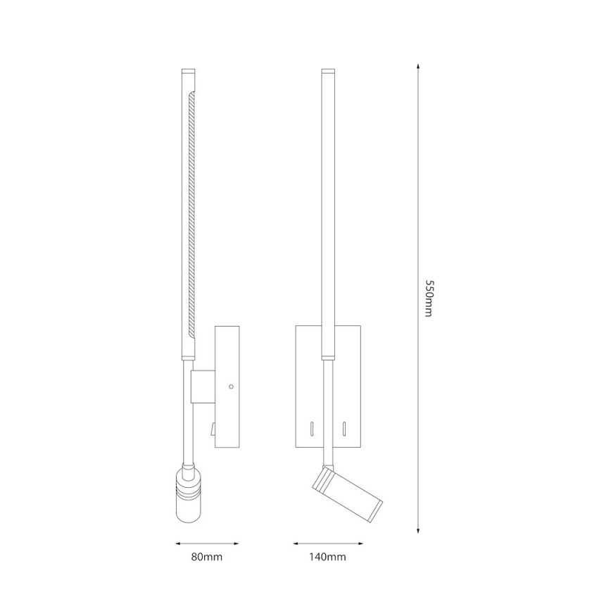 Luminária de parede LED TORCH LED/6W/230V + LED/3W branca