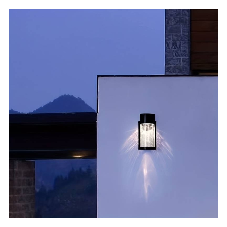 Luminária de parede solar LED 3,7 V, 300 mAh, IP44, preta