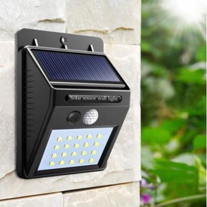 Luminária de parede solar LED com sensor LED/0,55W/3,7V 1200 mAh IP65