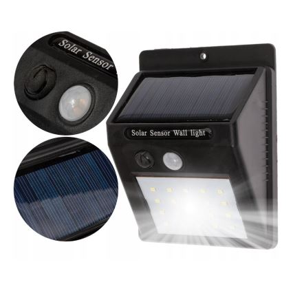 Luminária de parede solar LED com sensor LED/0,55W/3,7V 1200 mAh IP65
