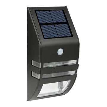 Luminária de parede solar LED com sensor LED/3,7V 500 mAh IP44 preta