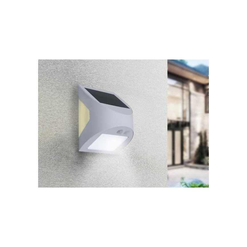 Luminária de parede solar com sensor LED/3W/3,7V 3000/4000K 1200 mAh IP54 branca