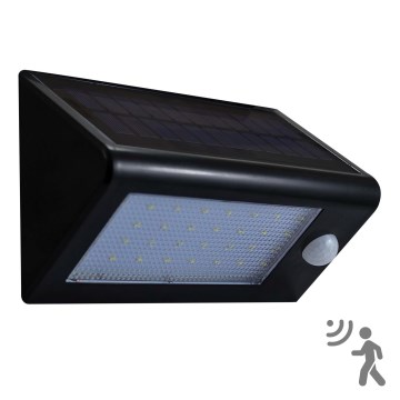 Luminária de parede solar LED com sensor LED/5,5W/3,7V 2000 mAh IP44 preta