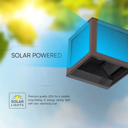 Aplique de parede solar LED com sensor LED/9W/3,7V 3000/4000/6000K IP65 2600 mAh castanho