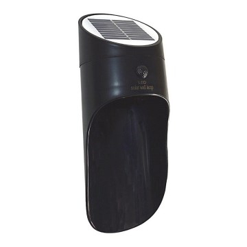 Luminária de Parede Solar LED com Sensor PALESA LED/1W/3,7V IP65 1800 mAh preta